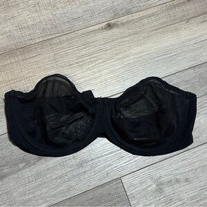 SKIMS Black Mesh Strapless Underwire Bra Size 36D